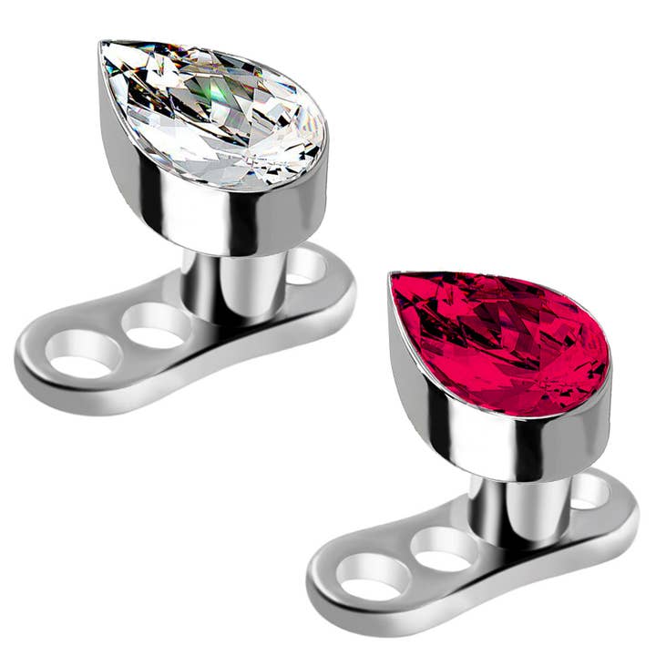 Awaken - Wholesale Single Earring - Dermal Anchor Crystal with teardrop shape - PWZ-0181