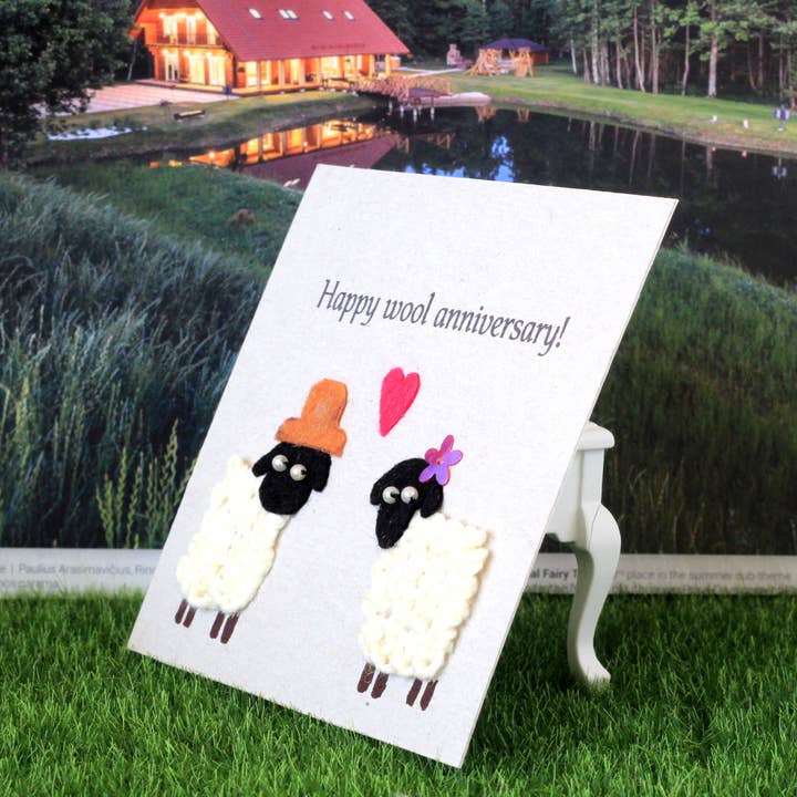Lenasminiland – wholesale Årsdagskort – Lycklig ull årsdagen stickade fårkort, handgjorda tacka gif8