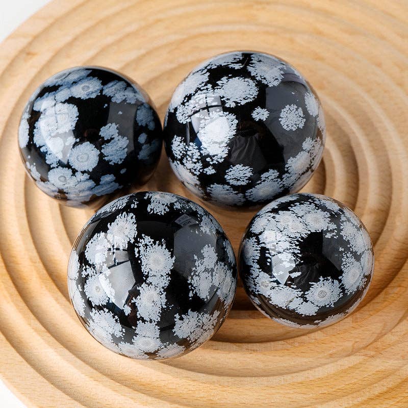 Moon Rituals - Wholesale Spiritual stone/crystal - Snowflake Obsidian Sphere - Protection, Christmas Crystal Gift2