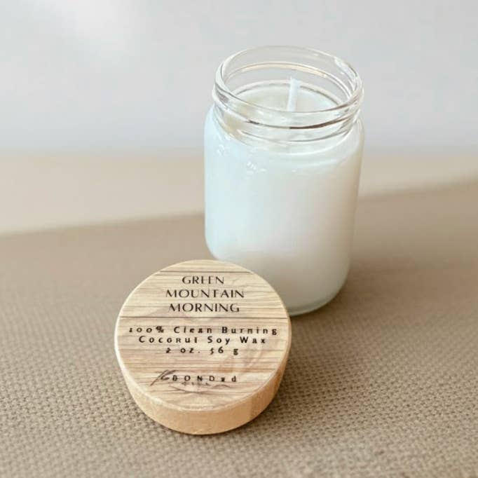 The BONDed Wick - Wholesale Jar/Filled Candle - Travel Size Green Mountain Morning0
