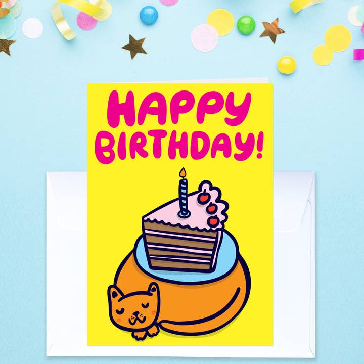 Gâteau sur Chat - Carte d'Anniversaire pour la vente par Able And Game