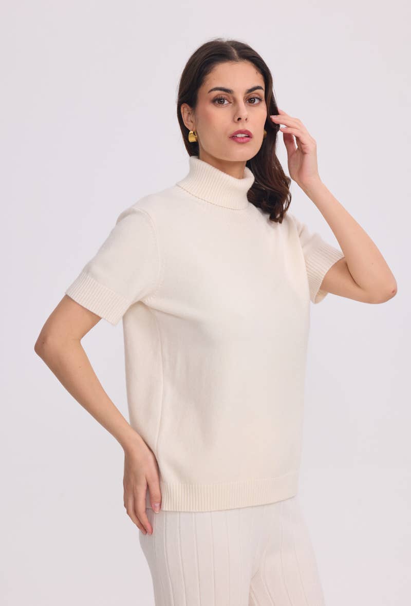 SUNNY STUDIO – Großhandel Strickpullover – Damen – Kurzarm-Rollkragenpullover9