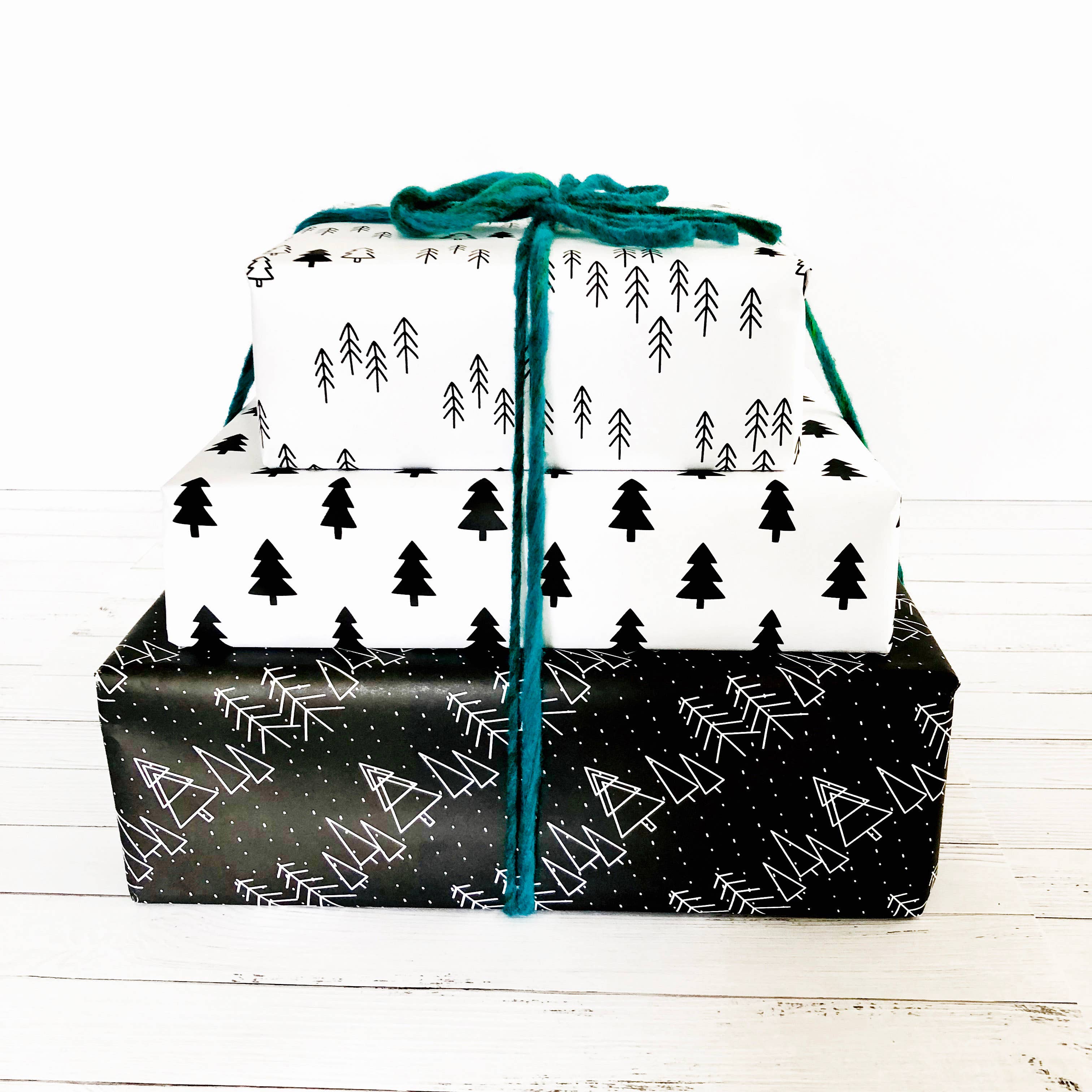 MELLOWWORKS - Wholesale Flat Wrap - WOODLAND FOREST B&W (SHEET)2