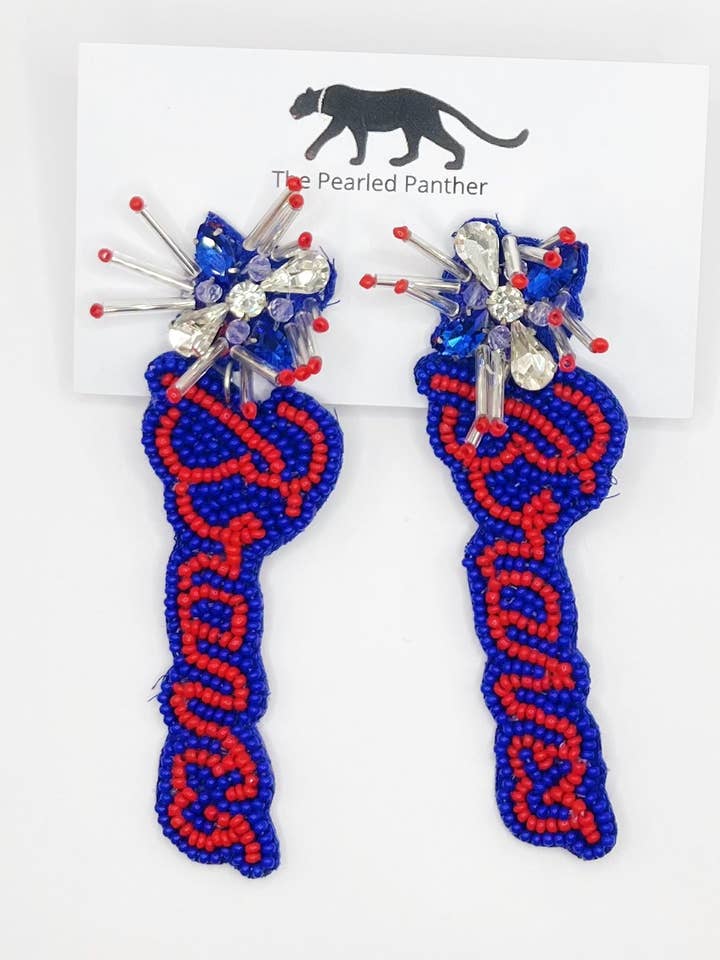 Atlanta Braves Baseball, Beaded Statement Earrings, Game Day, Tailgate Fashion, handmade earrings, MLB for wholesale by The Pearled Panther