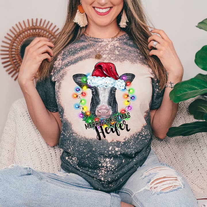 Merry Christmas Heifer Christmas Tshirt for wholesale by Londas Trendy Tees