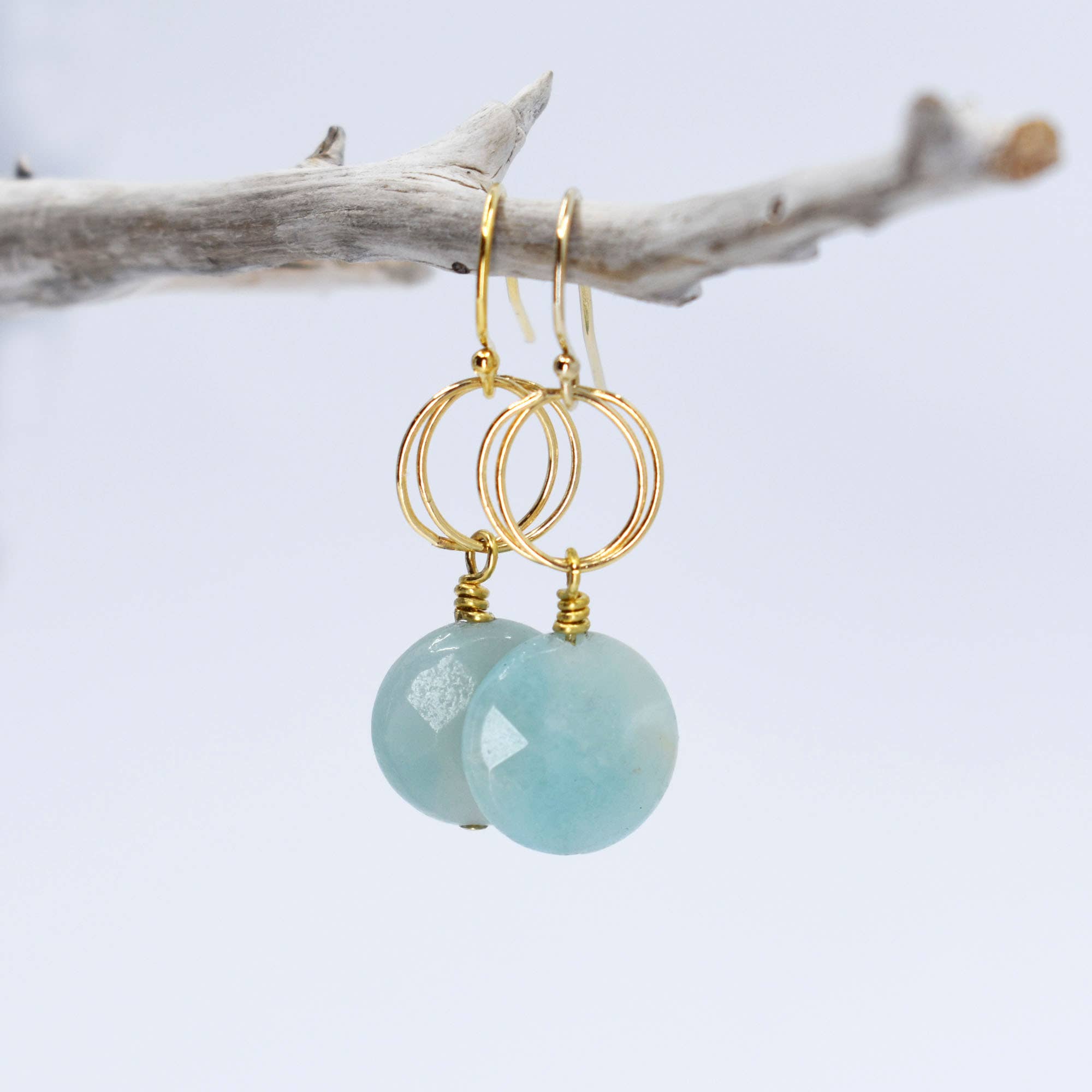 Stefanie Wolf Designs - Vente Boucles d'oreilles pendantes - Boucles d'oreilles pendantes cercle amazonite0