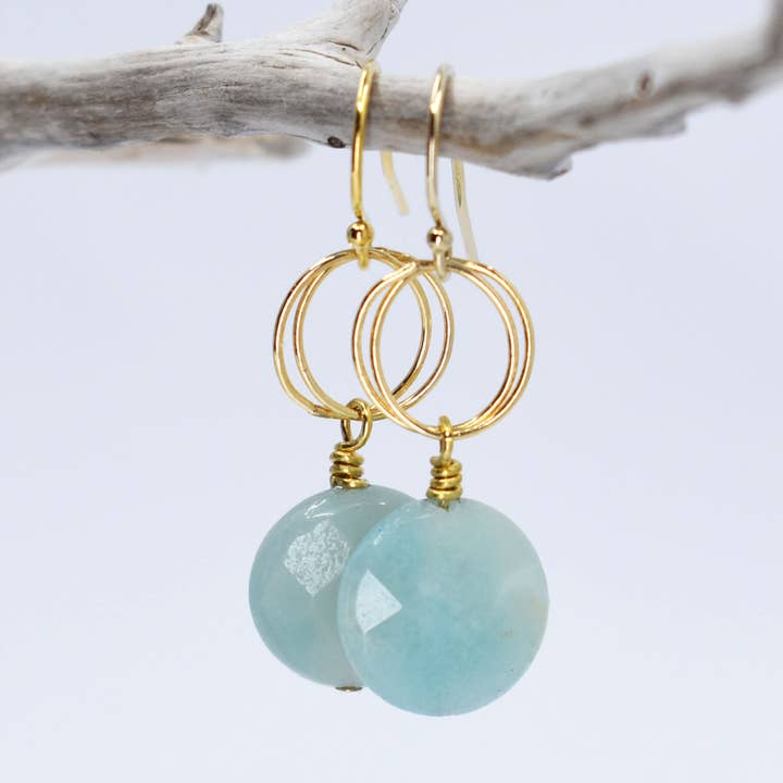 Stefanie Wolf Designs - Wholesale Dangle Earrings - Amazonite Circle Drop Earrings0