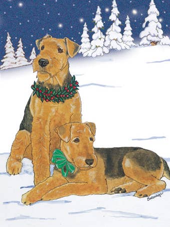 Airedale Terrier julkort Pack med 10 för wholesale av Pipsqueak Productions