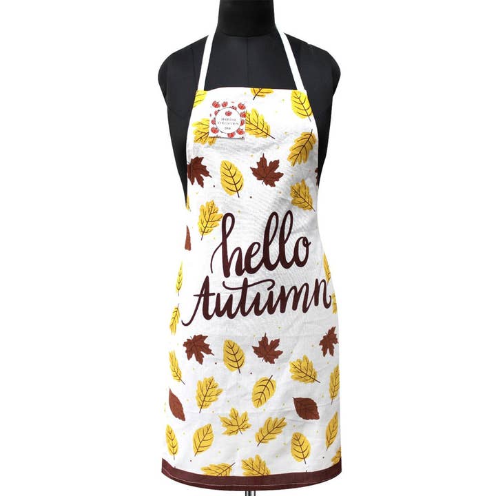 Sensibling Corp. - Wholesale Apron - Autumn Leaves Pattern HELLO AUTUMM Message Printed Apron1
