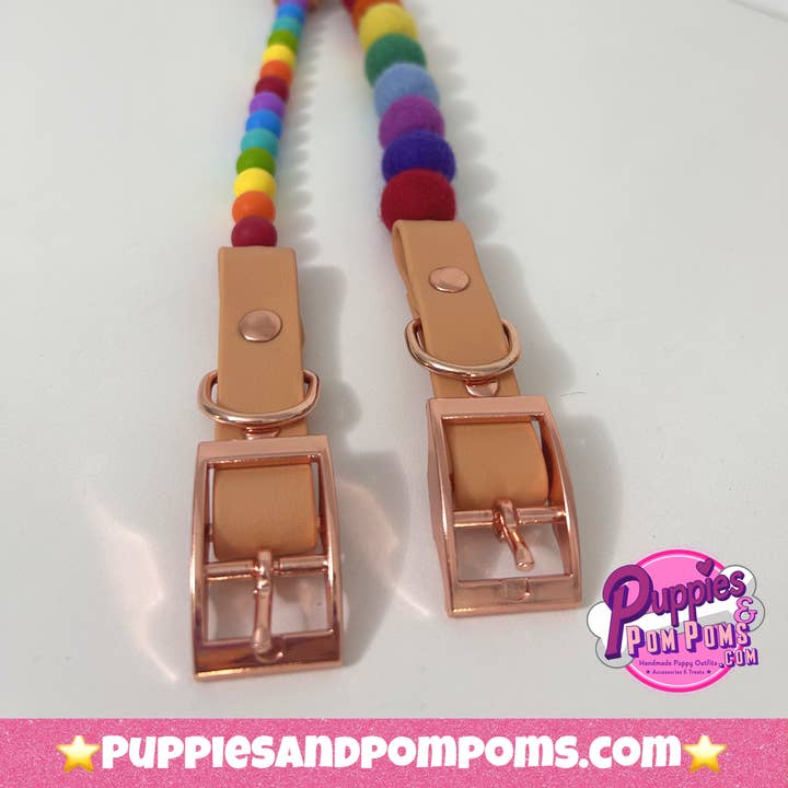 Puppies & Pom Poms - Wholesale Pet collar – Dog - Handmade Rainbow Bead Dog Collar Vegan Leather5