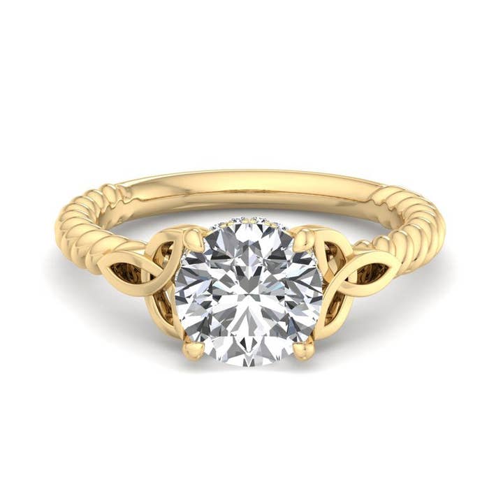 Gedraaide Wijnstok Ambachtelijke Ronde Laboratorium Gekweekte Diamant Midden Verlovingsring voor wholesale door Caratina
