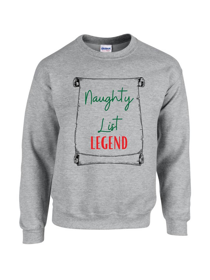 Naughty List Legend Crew Sweatshirt for wholesale by Sunya & Danya