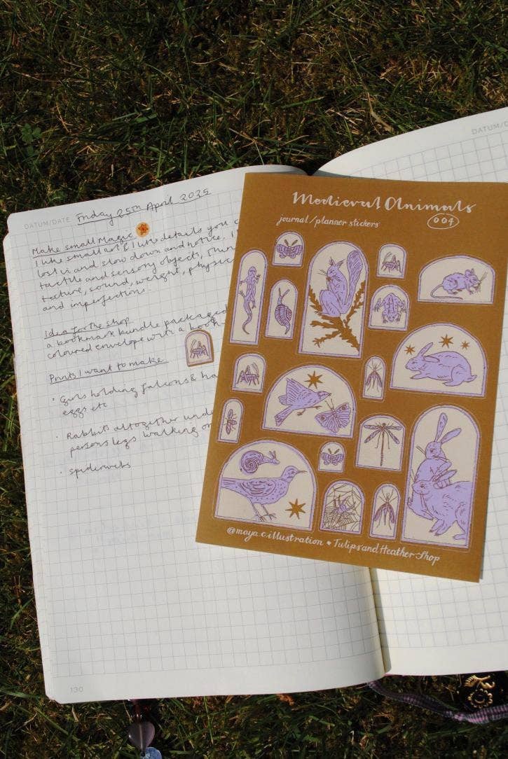 Tulips and Heather – wholesale Sticker – Sticker Sheet "Medieval Animals" for journals and planners7