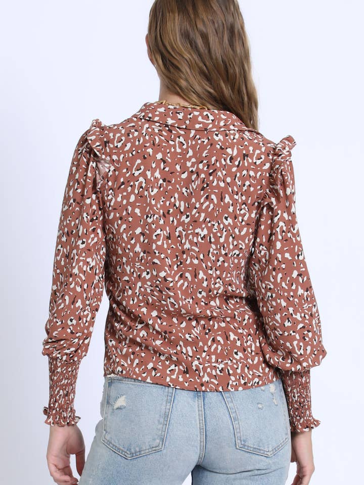 Sans Souci - Wholesale Blouse - Women's - RUFFLE SHOULDER PAD BLOUSE - GST1949