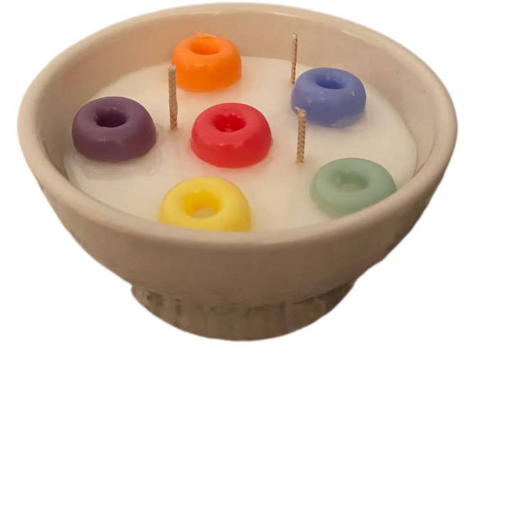 Wicks and Gifts - Wholesale Novelty Candle - Fruit Loops Cereal bowl-Dessert Candle