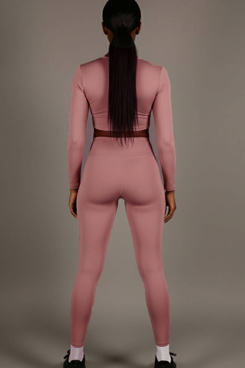 CAPELLA APPAREL - Wholesale Activewear Set - Women's - Long Sleeve Crop Top & High Waist Leggings Activewear Set10