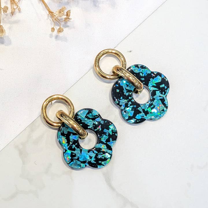 LOLO & YAYA - Wholesale Dangle Earrings - Candida acrylic flower earrings in stainless steel3