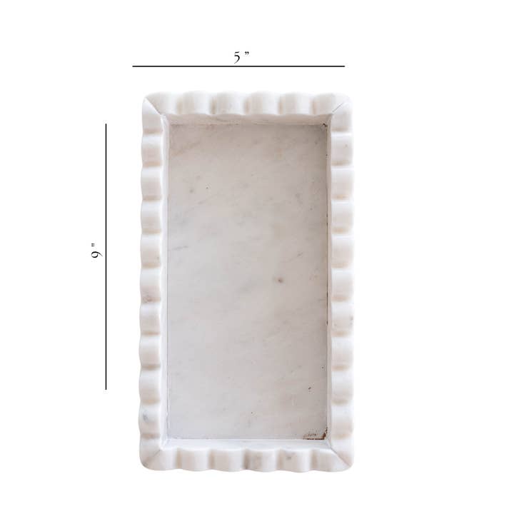 Luxe B Co - Wholesale Decorative Tray - White Marble Scalloped Bridge Tray