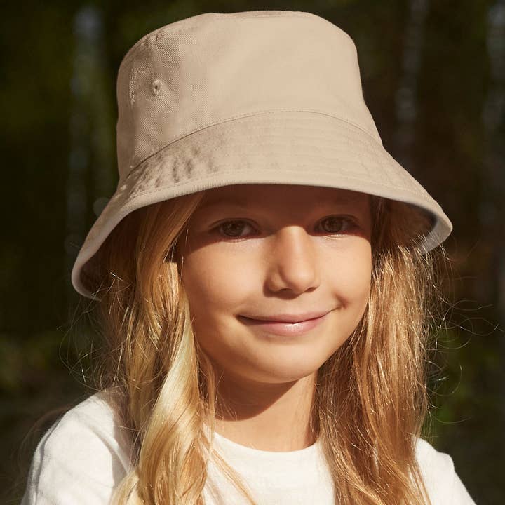 Logo Free Clothing – Großhandel Bucket Hat – Kinder – Beechfield EarthAware® Junior Bio-Baumwoll-Bucket-Hut | Unisex | 4 Farben | Für 3- bis 12-Jährige4