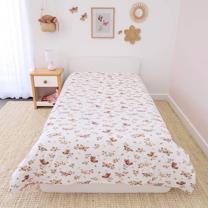 Butterfly Organic Cotton Quilt Cover - Single Bed for wholesale by Snuggle Hunny