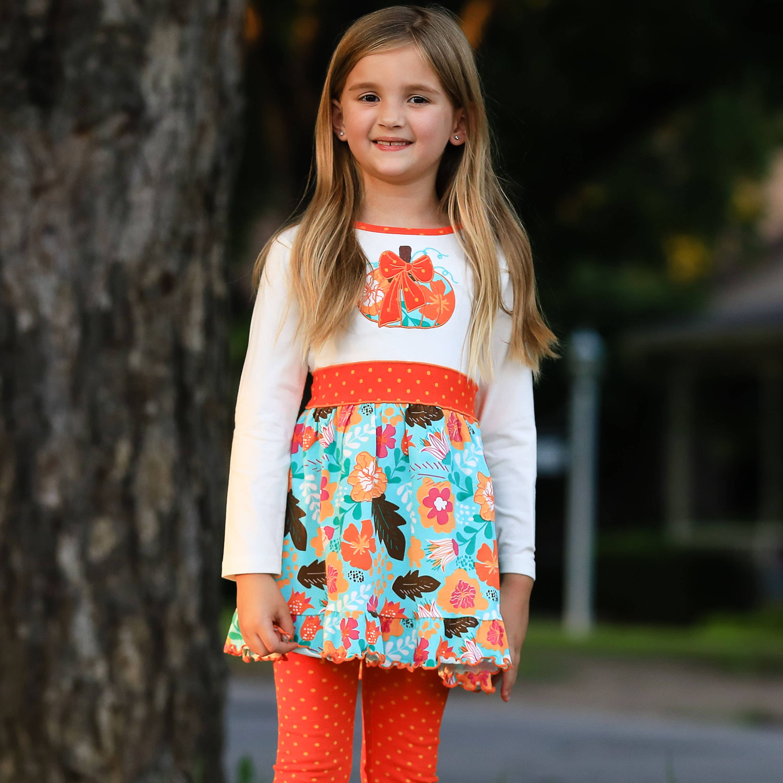 AnnLoren - Wholesale Top & Leggings Set - Kids - AnnLoren Big Girls Thanksgiving Dress Legging 9/10 Pumpkin4
