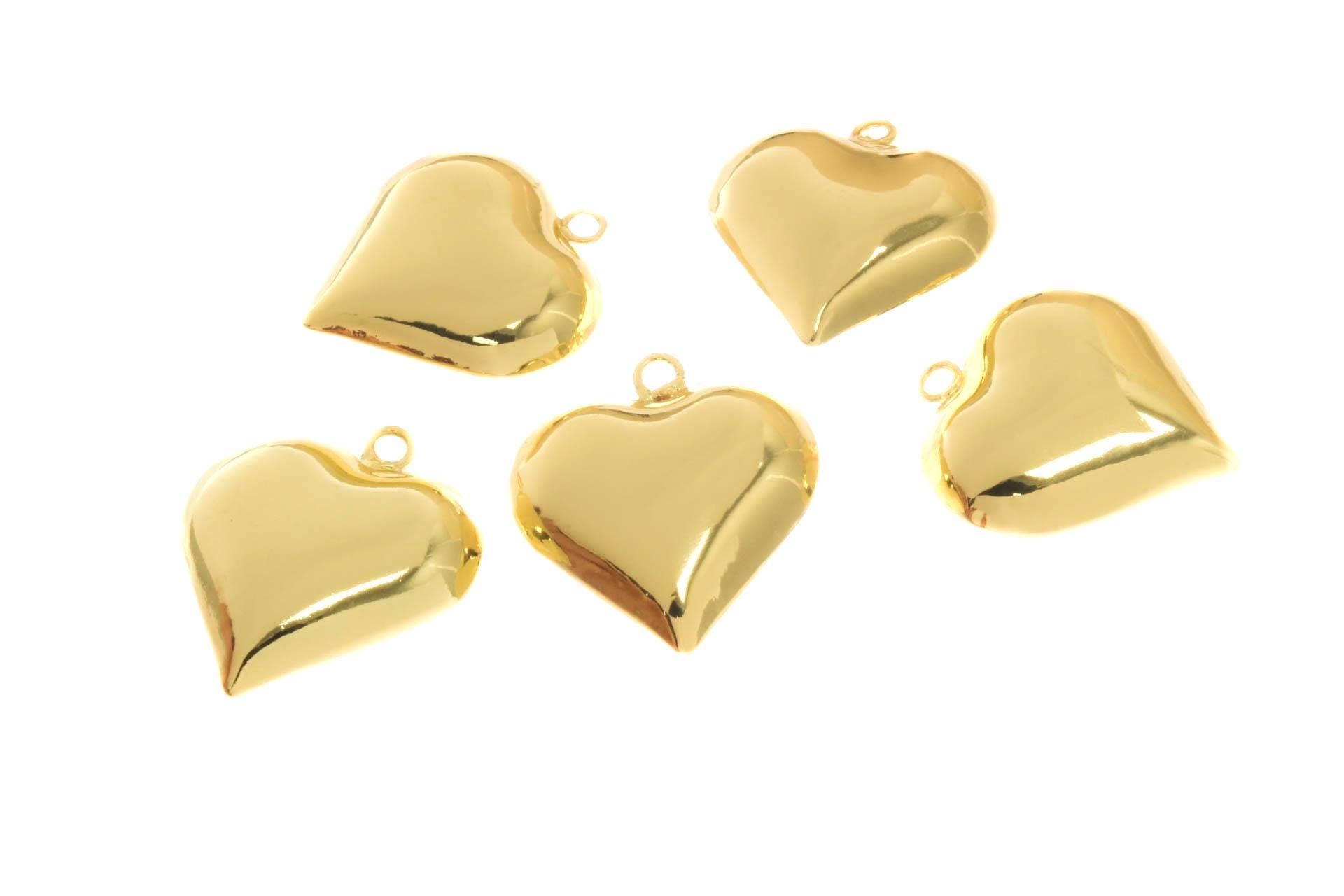 Jewel Pledge - Wholesale Individual Charm/Pendant - 18k Gold Puffy Heart Pendant Statement Piece Gift CPG25150