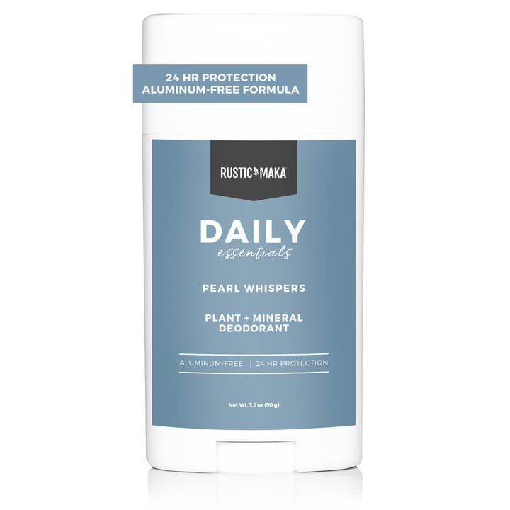 PEARL WHISPERS Déodorant Végétal + Minéral (Sans Bicarbonate de Soude) pour la vente par Rustic MAKA Natural Deodorants + Body Care