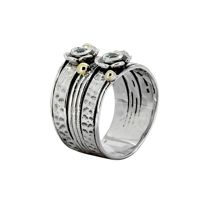 Tiramisu - Wholesale Cocktail/Statement Ring - 925 Silver London Blue Topaz Bloomline Echo Statement Ring4