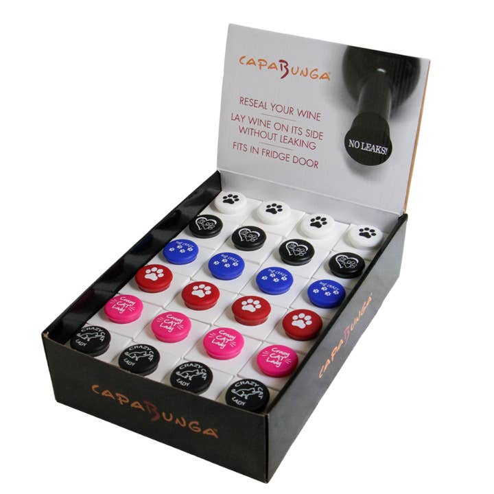 CapaBunga® - Wholesale Wine Stopper - Wine Cap Counter Display Unit | Paws & Pour Wine Stoppers2