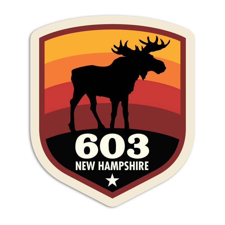 Pegatina troquelada New Hampshire 603 Moose State Pride para venta al por mayor de RetroPlanet