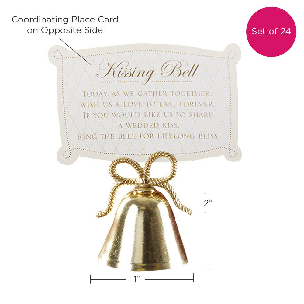 Kate Aspen - Wholesale Place Card / Place Holder - Gold Kissing Bells Place Card/Photo Holder (Set of 24)5
