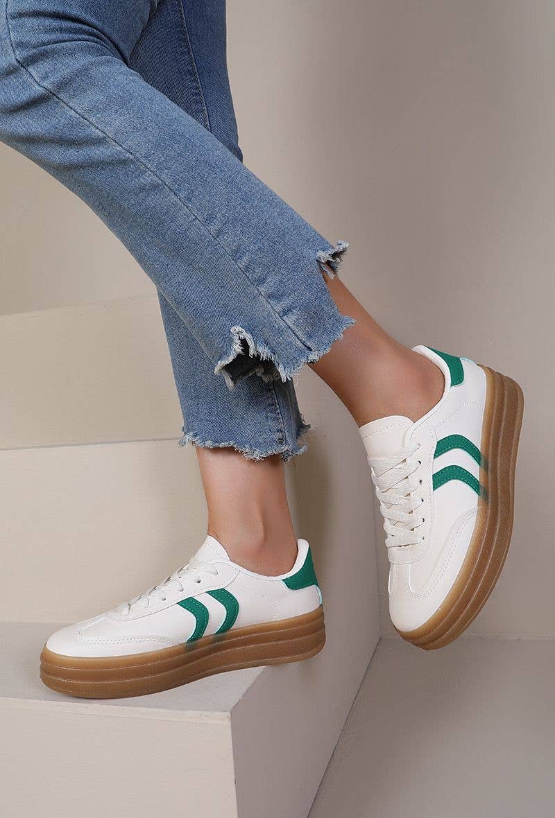 No Doubt Shoes – wholesale Lifestyle trainers – Women′s – WOMEN'S CURVE STRIPE THICK SOLE LACE UP SNEAKERS0