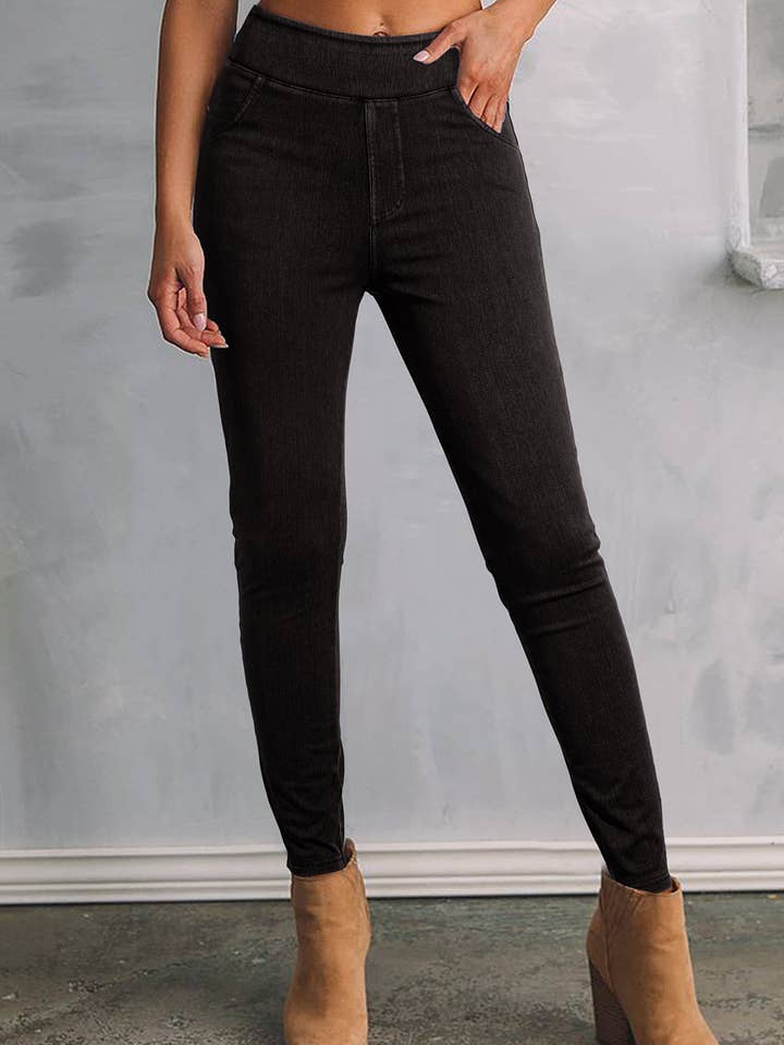 Solid Color High Waist Stretchy Slim Fit Jeggings for wholesale by PartyEight