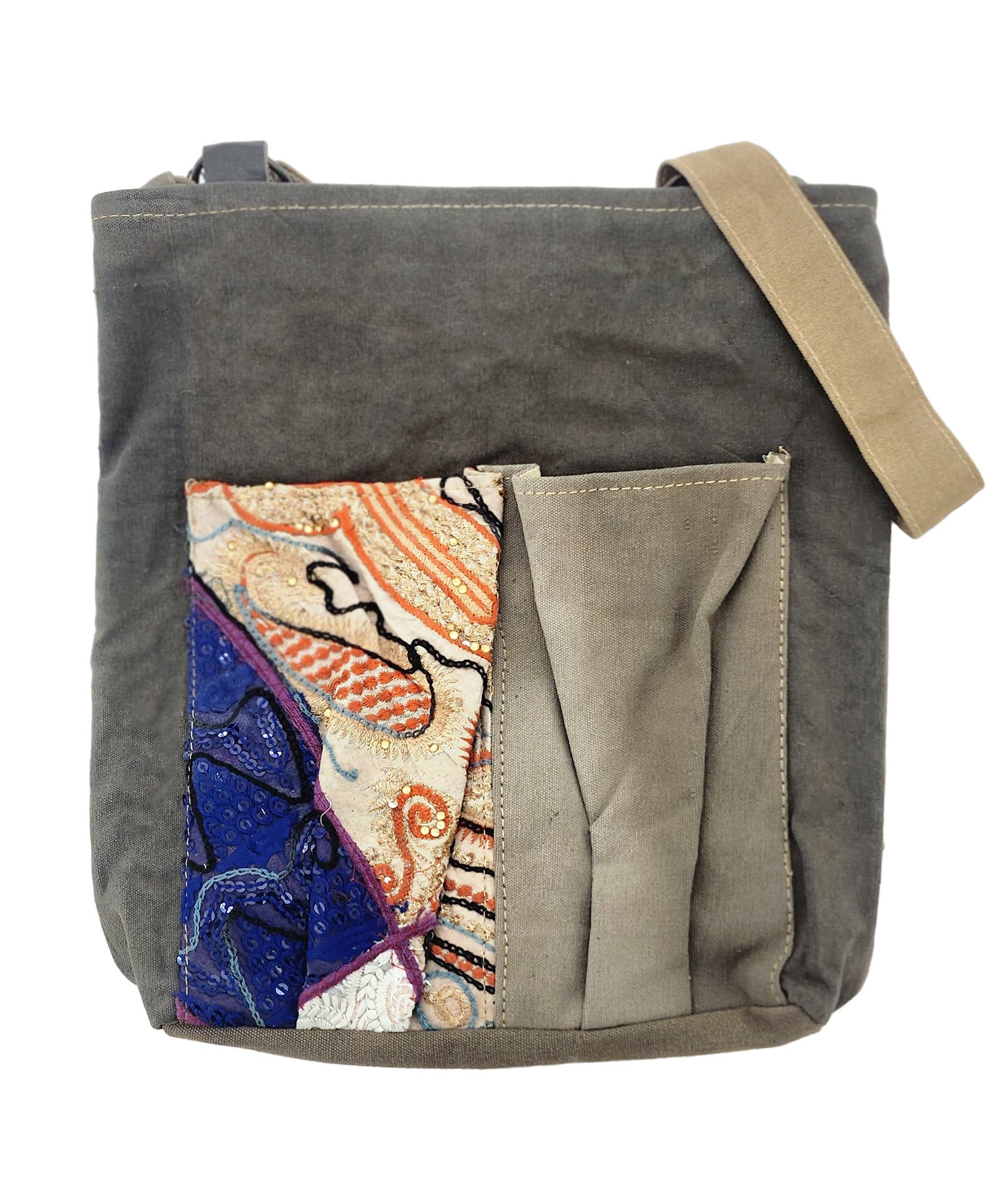 Vintage Addiction - Wholesale Backpack - Women's - Recycled Military Tent Backpack/Crossbody w/ Vintage Fabric0