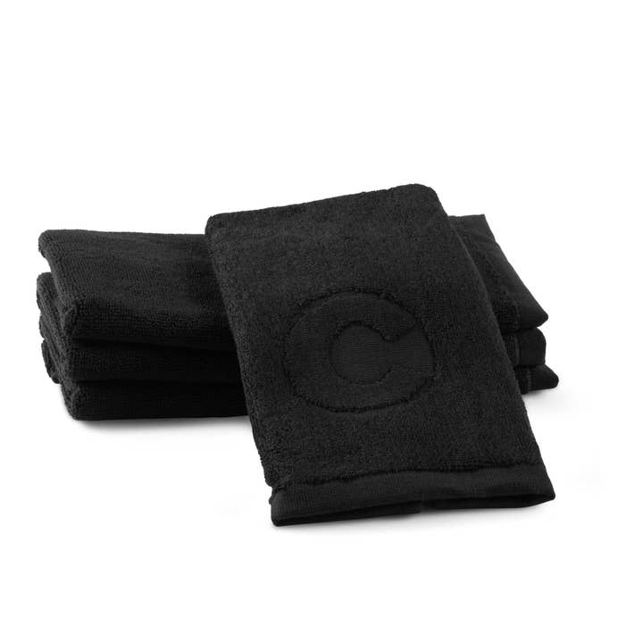 Waterdale Collection - Wholesale Hand Towel - Black Initial Embossed Finger Towel (Set of 2 Towels)