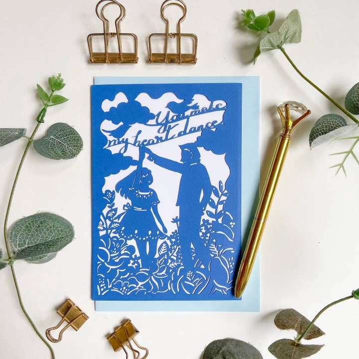 You make my heart dance card, Romantic Valentine's Day card for wholesale by Chow's Stories