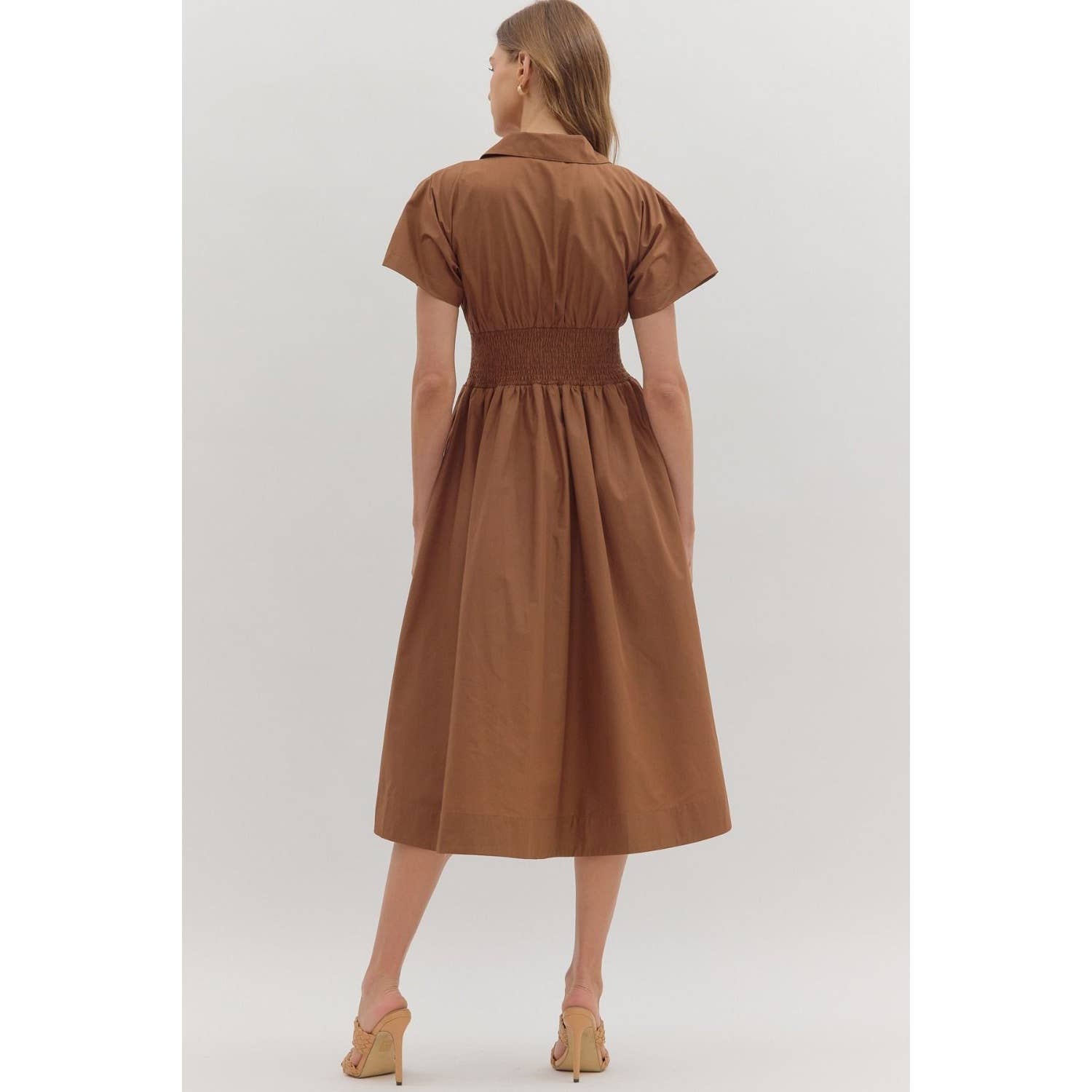 STYLE USA - Wholesale Dress - Women's - Solid short sleeve midi dress 3