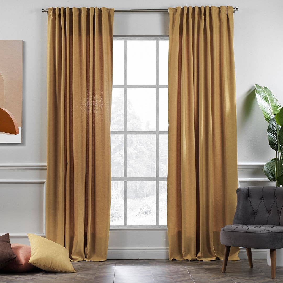 Bes Home Design - Wholesale Curtain - Extra Long Faux Linen Decorative  Custom Size Curtain28