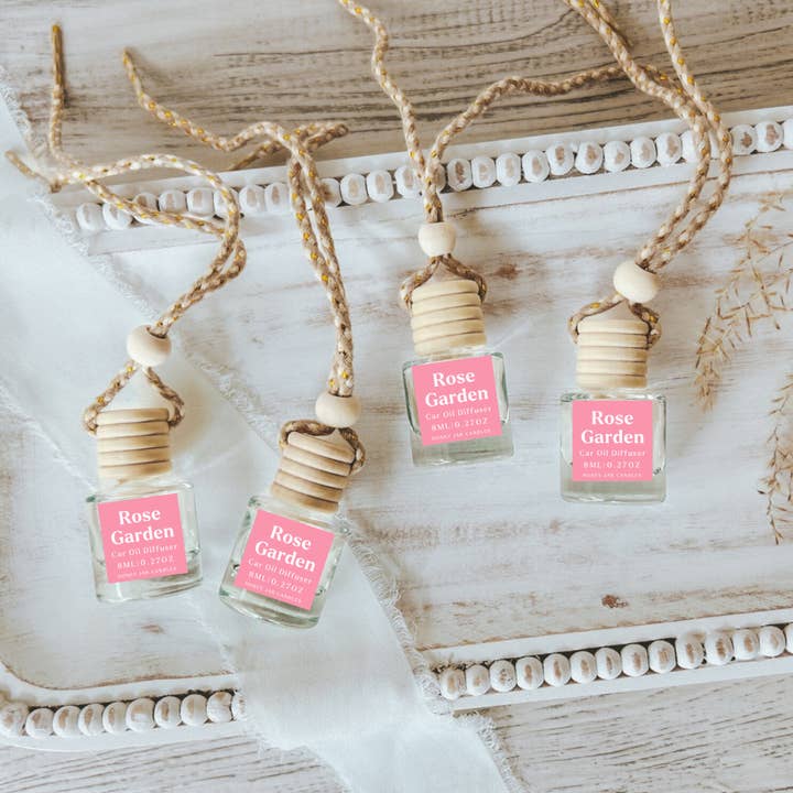 Hanging Car Diffusers | Rose Garden | Made in USA for wholesale by Honey Jar Creations