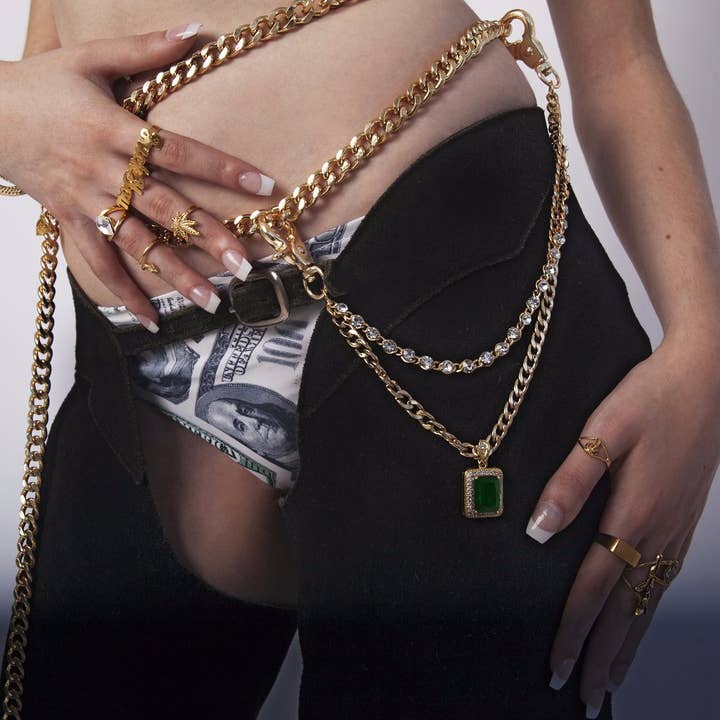 Chaîne de poche verte et dorée pour la vente par VidaKush