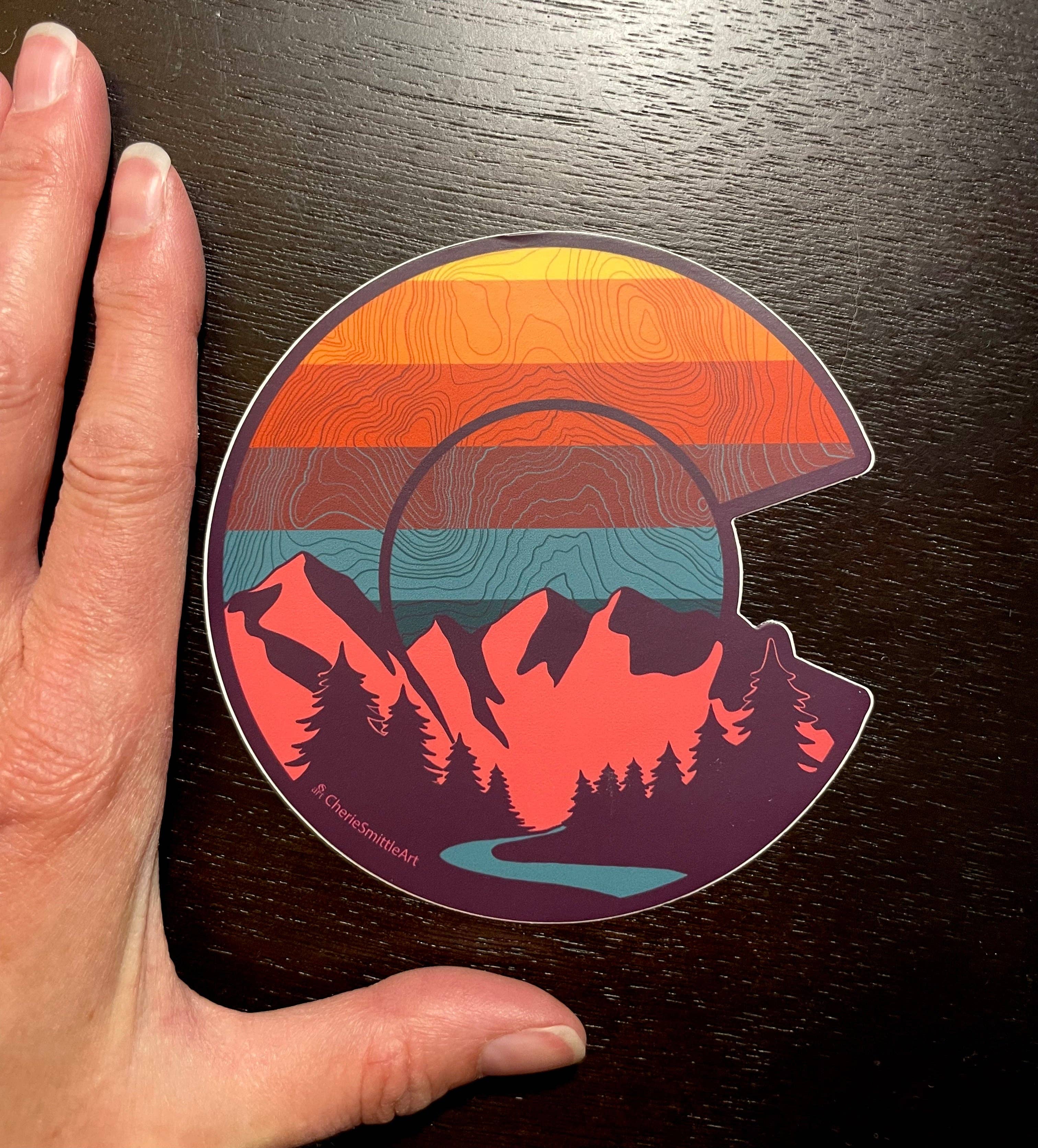 CherieSmittleArt - Wholesale Sticker - Colorado Sunrise Colorado Flag Sticker1