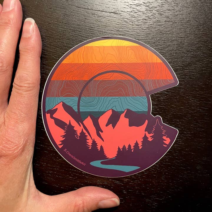 CherieSmittleArt - Wholesale Sticker - Colorado Sunrise Colorado Flag Sticker1