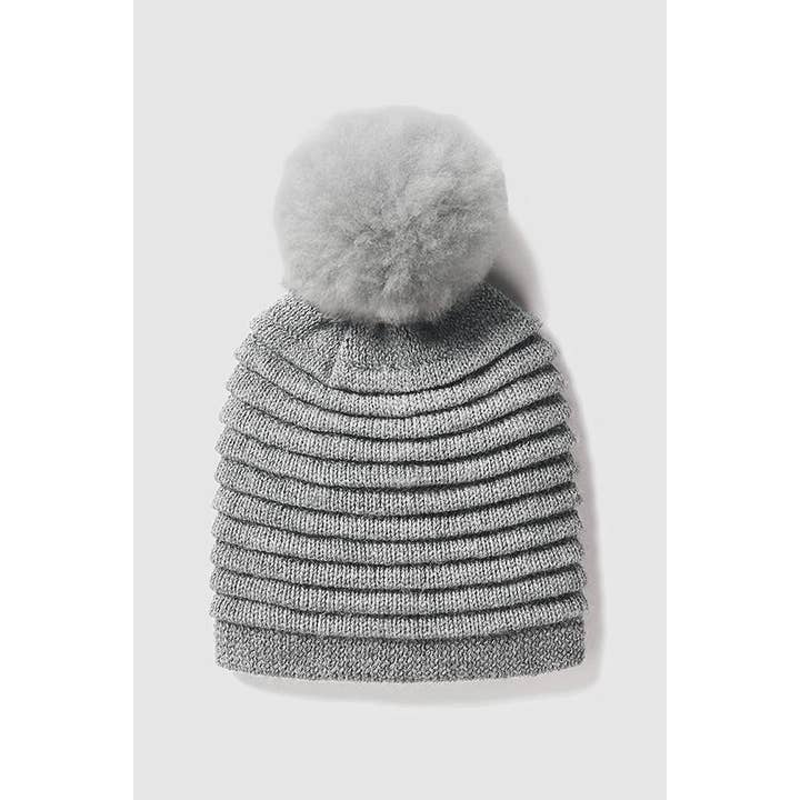 Sanyork Fair Trade - Wholesale Beanie - Women's - Aspen Beanie Fine Pleated Bands Adult 100% Baby Alpaca
