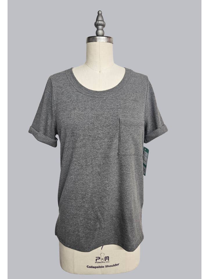 P.S Kate - Wholesale T-shirt – women's - Solid rib short sleeve top 6844-plus3