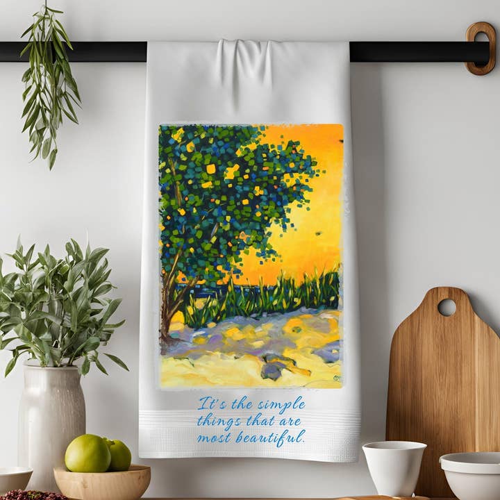 Dish Towel - "It's the Simple Things That Are Most Beautiful" for wholesale by Dreese Fine Art
