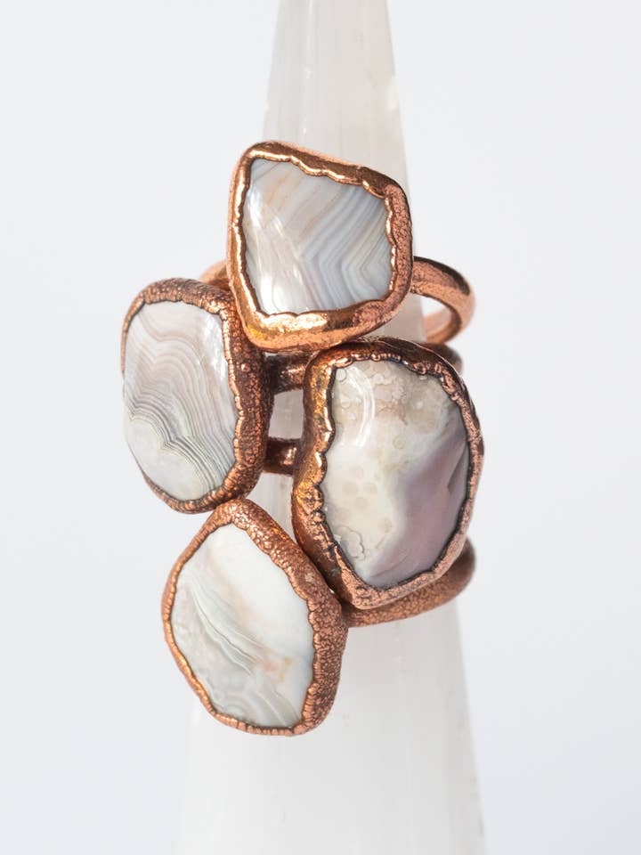 Botswana Agate Crystal Stacking Ring | Recycled Copper for wholesale by The Cyprus Cabinet