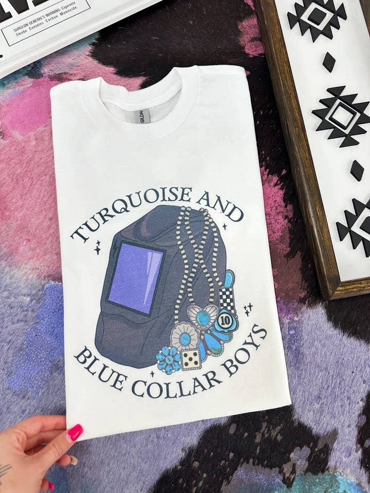 Blue Collar Welder Tee or Crewneck for wholesale by Gunpowder and Glam Boutique