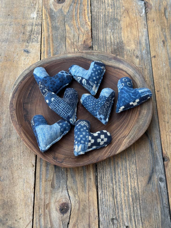 Blue Patchwork Mini Lavender Hearts for wholesale by Belle's Nest