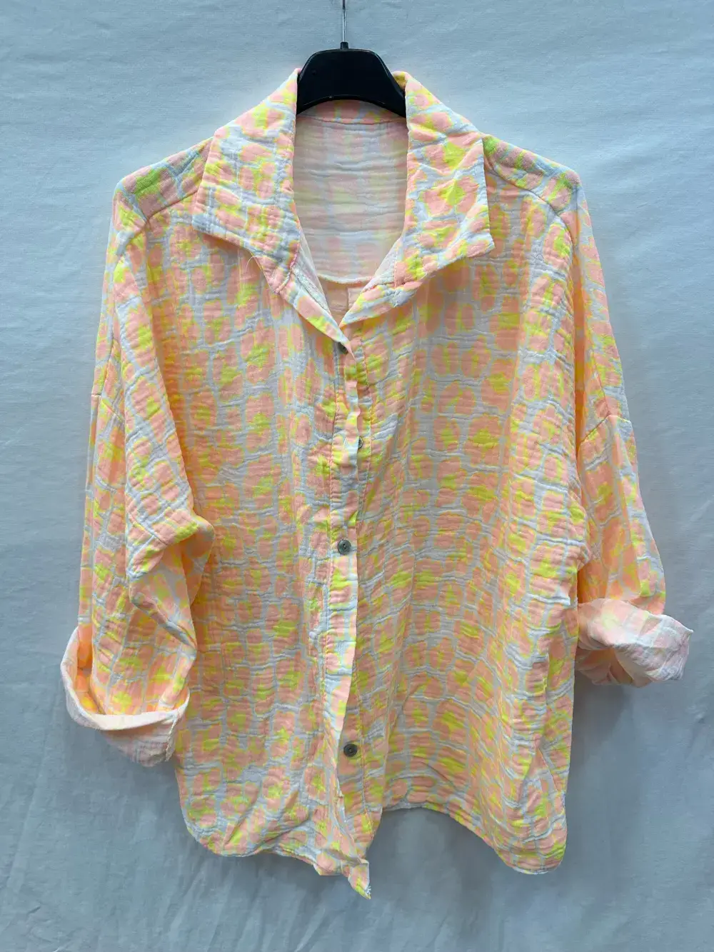 Mimi & Gogo - Vendita all'ingrosso Camicia button down - Donna - Camicia in garza di cotone con leopardo @8800_ChLeoGaze3