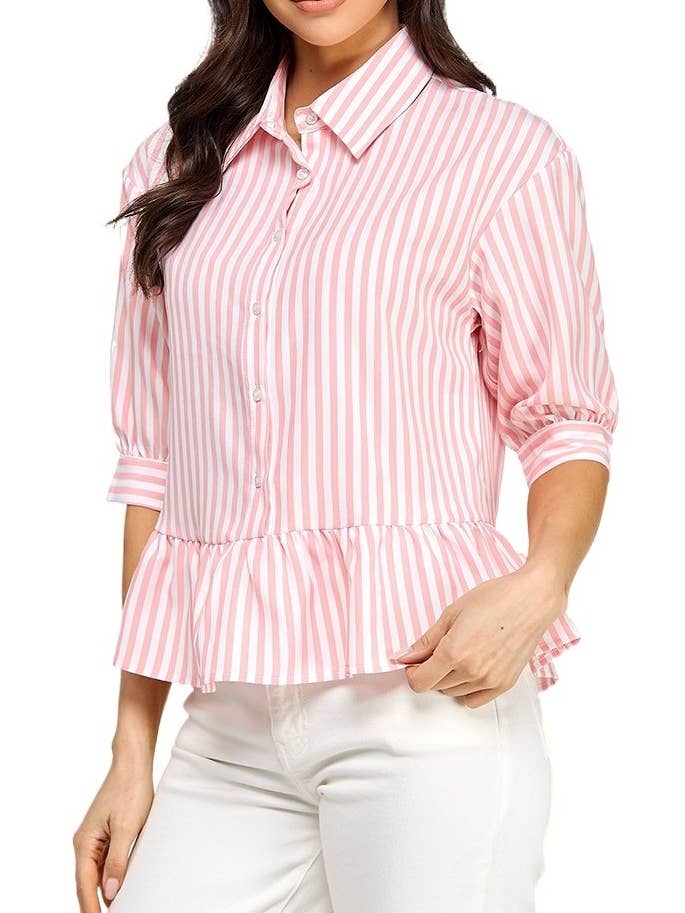 Haut à rayures peplum pour la vente par Vanilla Monkey